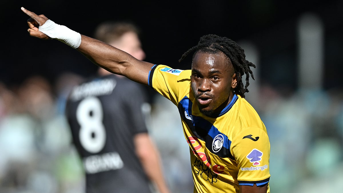 Ademola Lookman celebrates after scoring against Napoli
