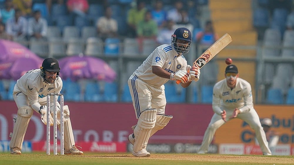 India vs New Zealand 3rd Test: India's Rishabh Pant plays a shot during the second day  - | Photo: AP/Rajanish Kakade