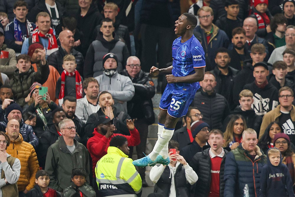 Britain Soccer Premier League 2024-25 Manchester United vs Chelsea football gallery_Moises Caicedo