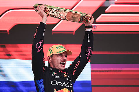 Brazilian Grand Prix 2024: Red Bull driver Max Verstappen celebrates his first place in the Brazilian Formula One Grand Prix