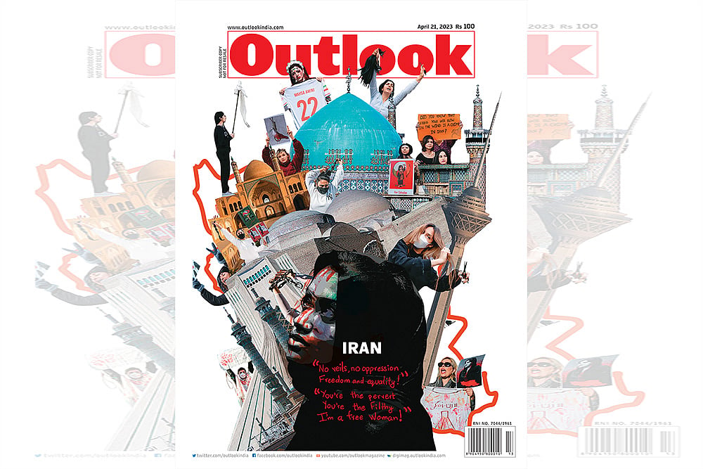 Outlook's 21 April 2023 magazine cover titled 'Iran'