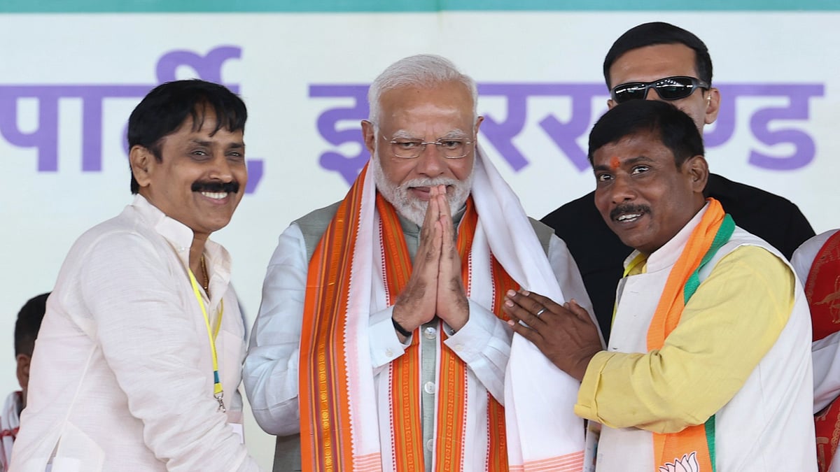 Prime Minister Narendra Modi during a public meeting ahead of Jharkhand Assembly elections, in Garhwa district, Jharkhand, Monday, Nov. 4, 2024.  - PTI