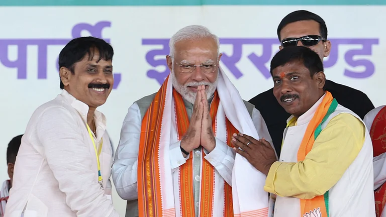 Prime Minister Narendra Modi during a public meeting ahead of Jharkhand Assembly elections, in Garhwa district, Jharkhand, Monday, Nov. 4, 2024. - PTI