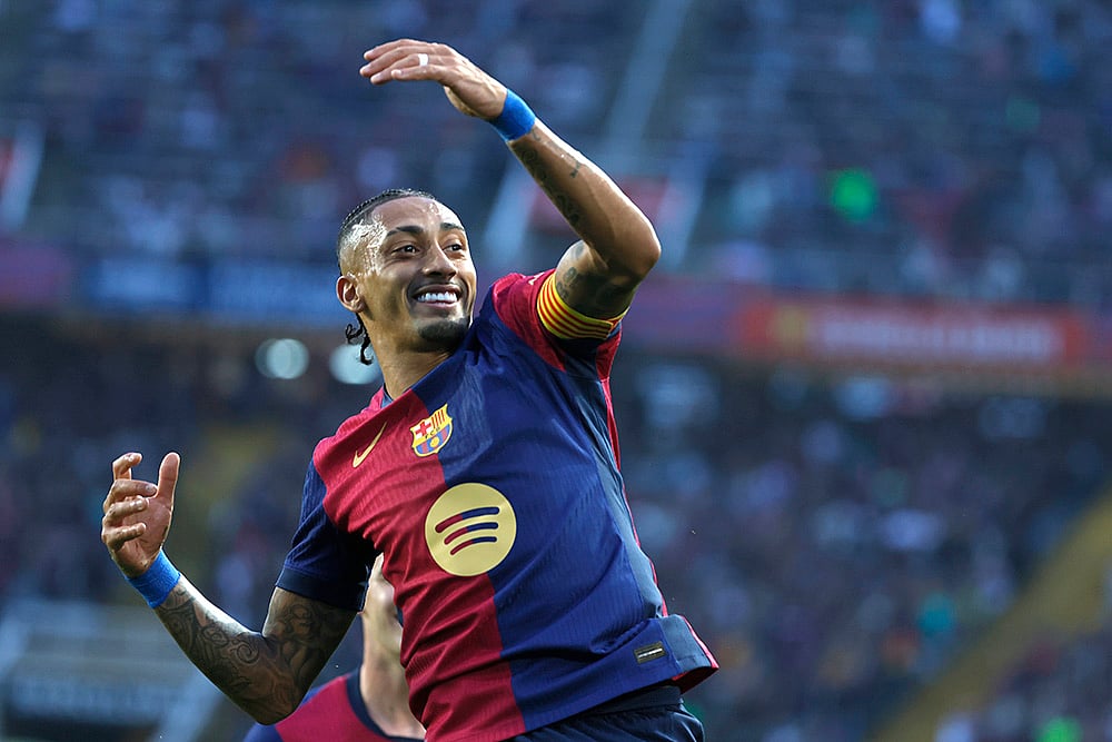 2024-25 Spanish La Liga soccer Barcelona fc vs Espanyol Photo Gallery_Raphinha 