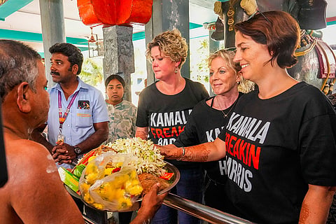 Supporters at Kamala Harris' village