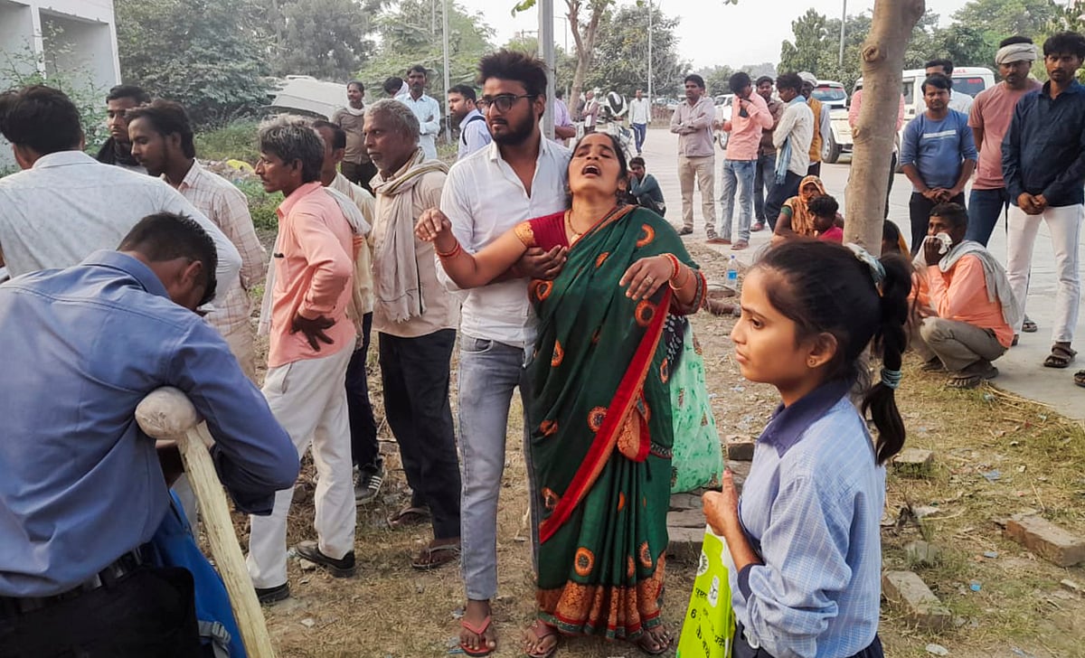 PTI : Relatives grief after a collision between a truck and an autorickshaw, leaving 10 people dead, in Hardoi, Uttar Pradesh, Wednesday, Nov. 6, 2024. 