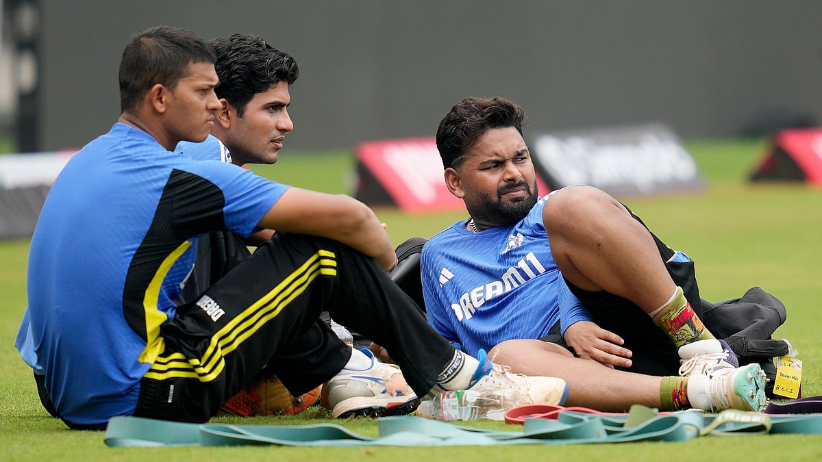 Indias Yashasvi Jaiswal, left, Shubman Gill, centre, and Rishabh Pant. AP Photo