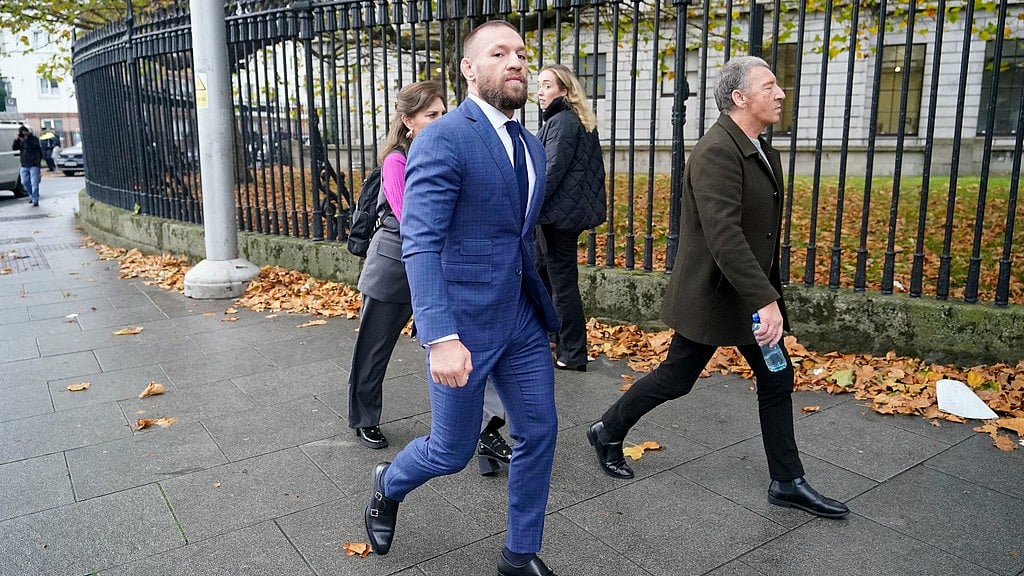 Conor McGregor leaves High Court in Dublin, Ireland on Tuesday. - Niall Carson/PA via AP