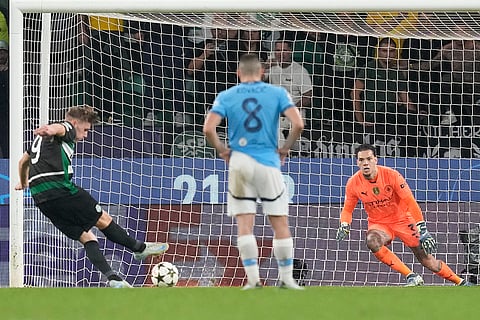 Champions League 2024-25: Sporting's Viktor Gyoekeres scores from a penalty kick 