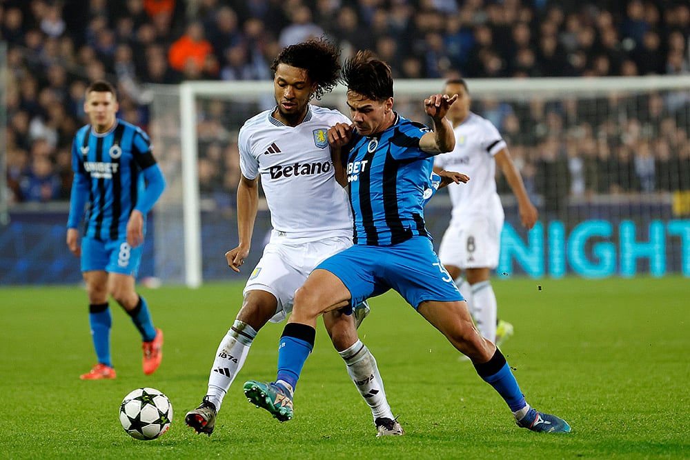 UEFA Champions League soccer Club Brugge vs Aston Villa football match_Ardon Jashari