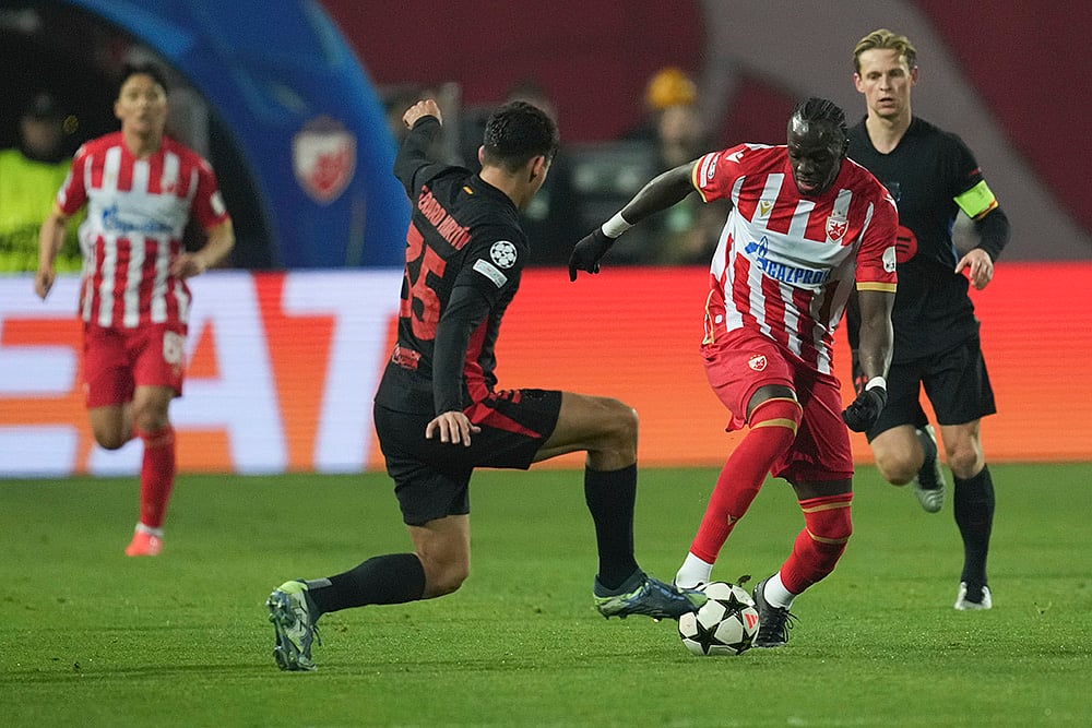 UEFA Champions League soccer Red Star Belgrade vs Barcelona FC football match_Cherif Ndiaye