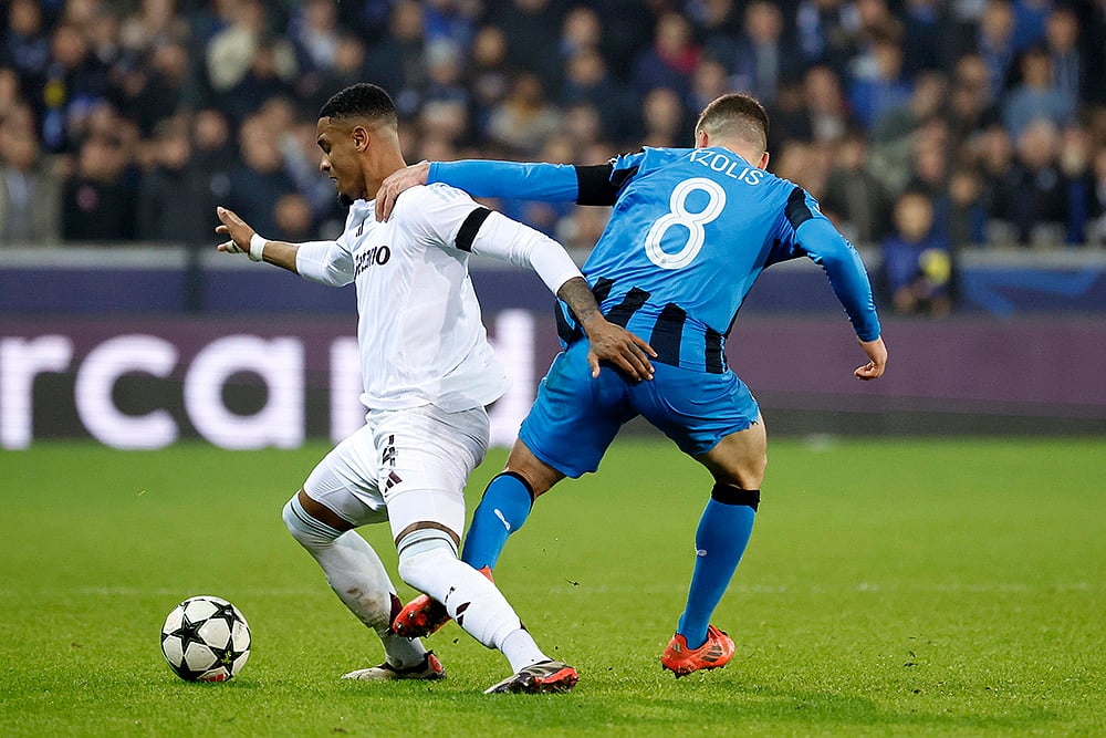 UEFA Champions League soccer Club Brugge vs Aston Villa football match_Christos Tzolis