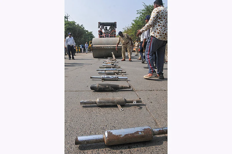 Motorcycle silencers destroyed in Indore