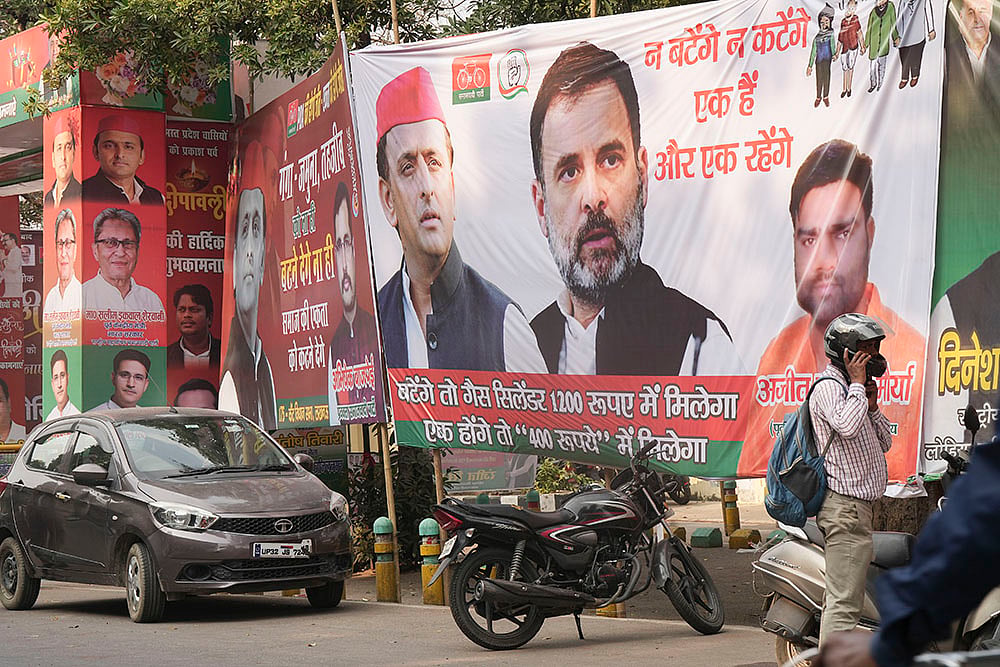 Controversial poster put up near the SP office in Lucknow