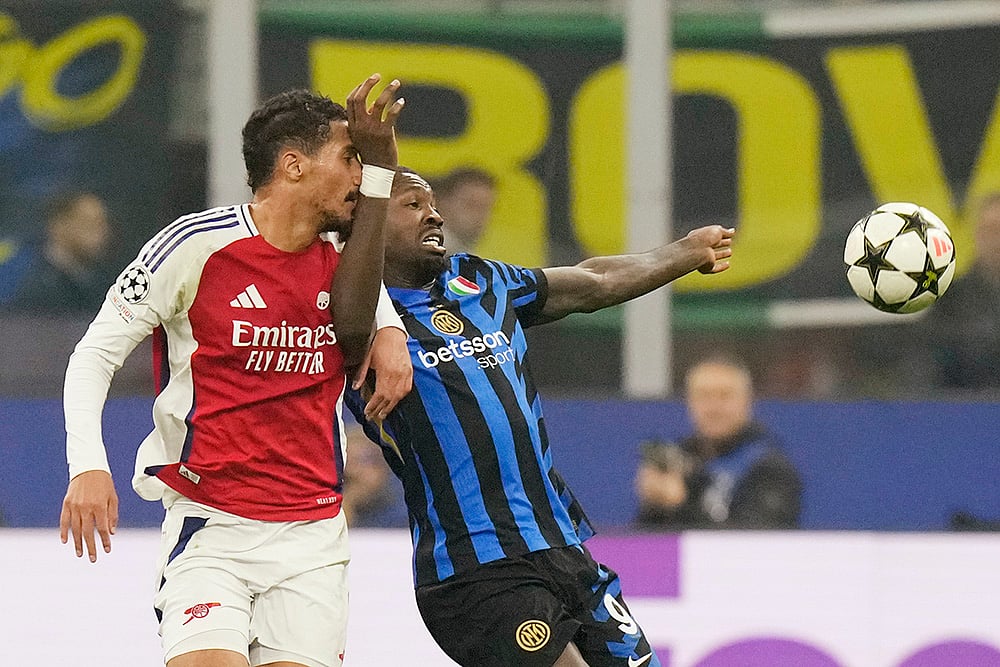 UEFA Champions League soccer Inter Milan and Arsenal football match_Marcus Thuram