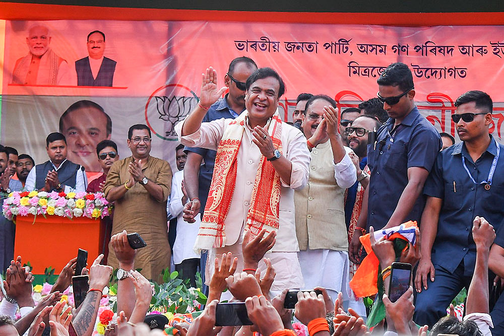 Assam Chief Minister Himanta Biswa Sarma at BJP rally in Nagaon