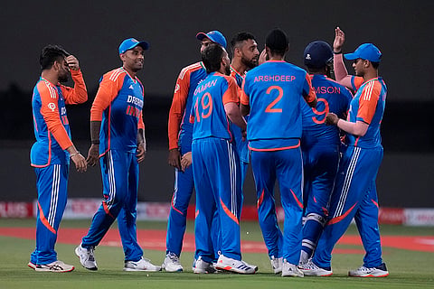 South Africa vs India: India's bowler Varun Chakravarthy celebrates after dismissing South Africa's batsman Ryan Rickelton
