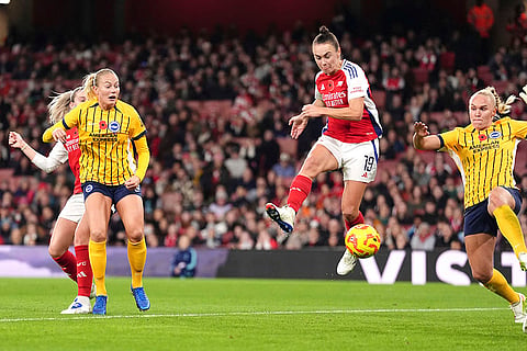Women's Super League: Arsenal's Caitlin Foord scores a goal 