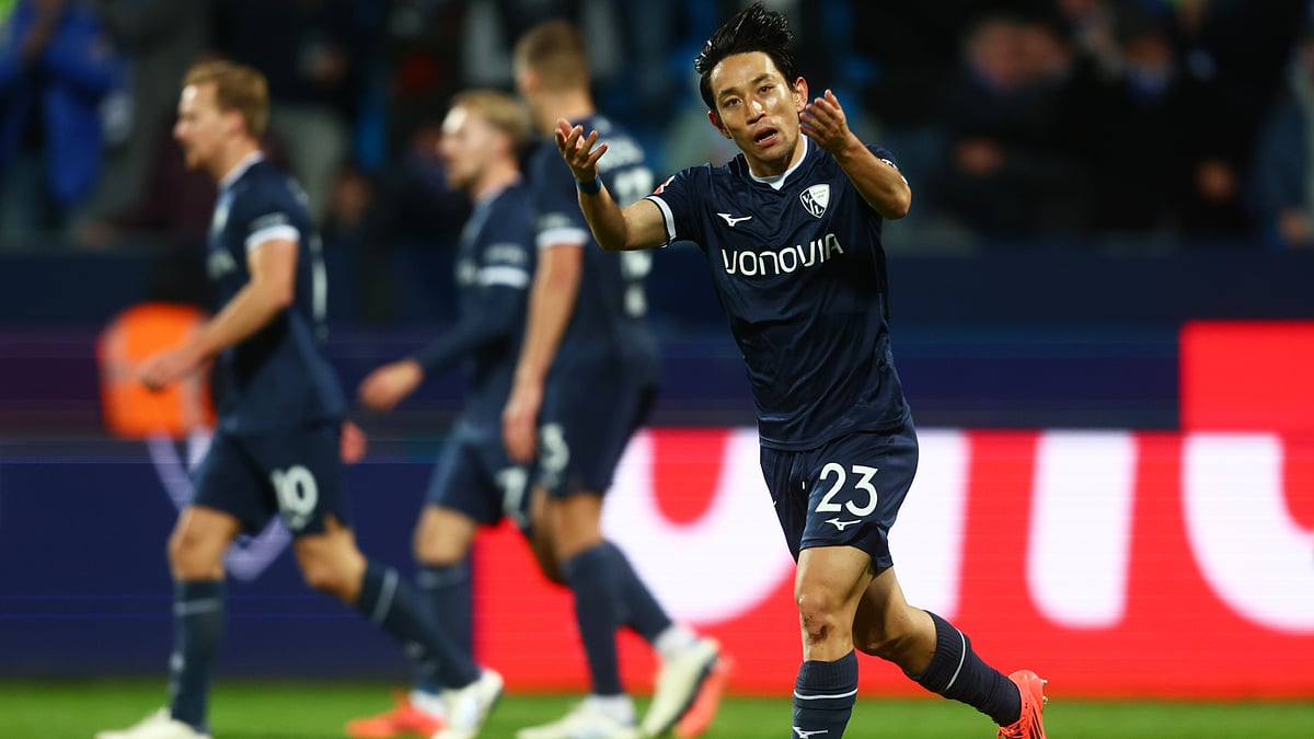 Koji Miyoshi celebrates his last-gasp leveller for Bochum