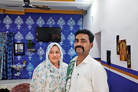 Celina Hansda and her husband Md Azad