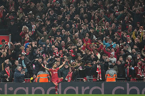 EPL 2024-25: Liverpool's Mohamed Salah celebrates after scoring his side's 2nd goal against Aston Villa