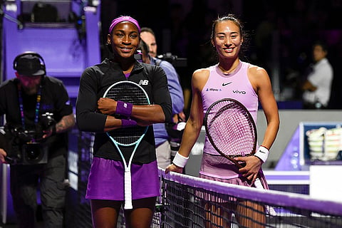 WTA Finals: Coco Gauff and Qinwen Zheng pose ahead of their women's singles final match