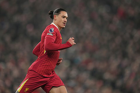 EPL 2024-25: Liverpool's Darwin Nunez runs for a ball