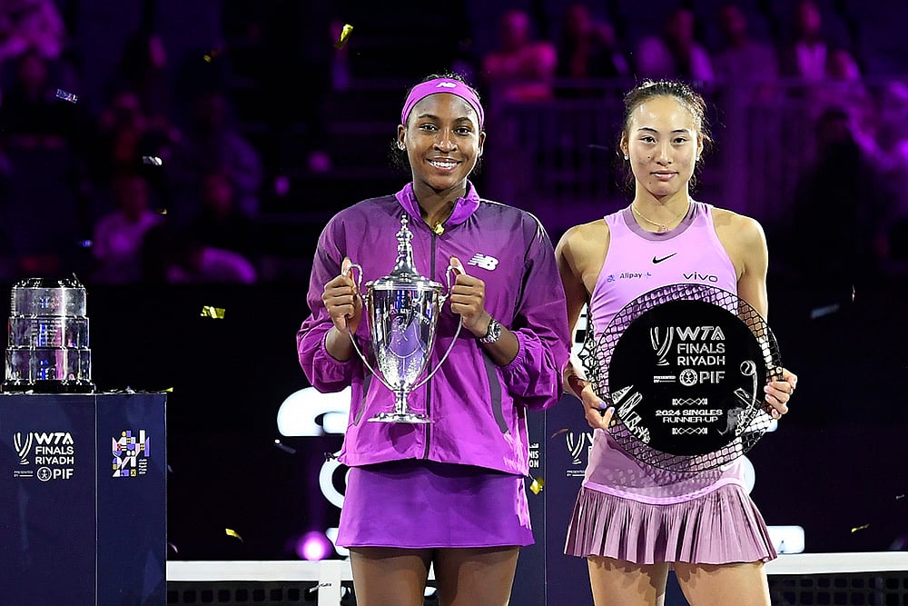 Saudi Arabia Tennis WTA Finals Coco Gauff vs Qinwen Zheng tennis photos_Qinwen Zheng