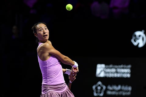 WTA Finals: China's Qinwen Zheng plays a shot against Coco Gauff