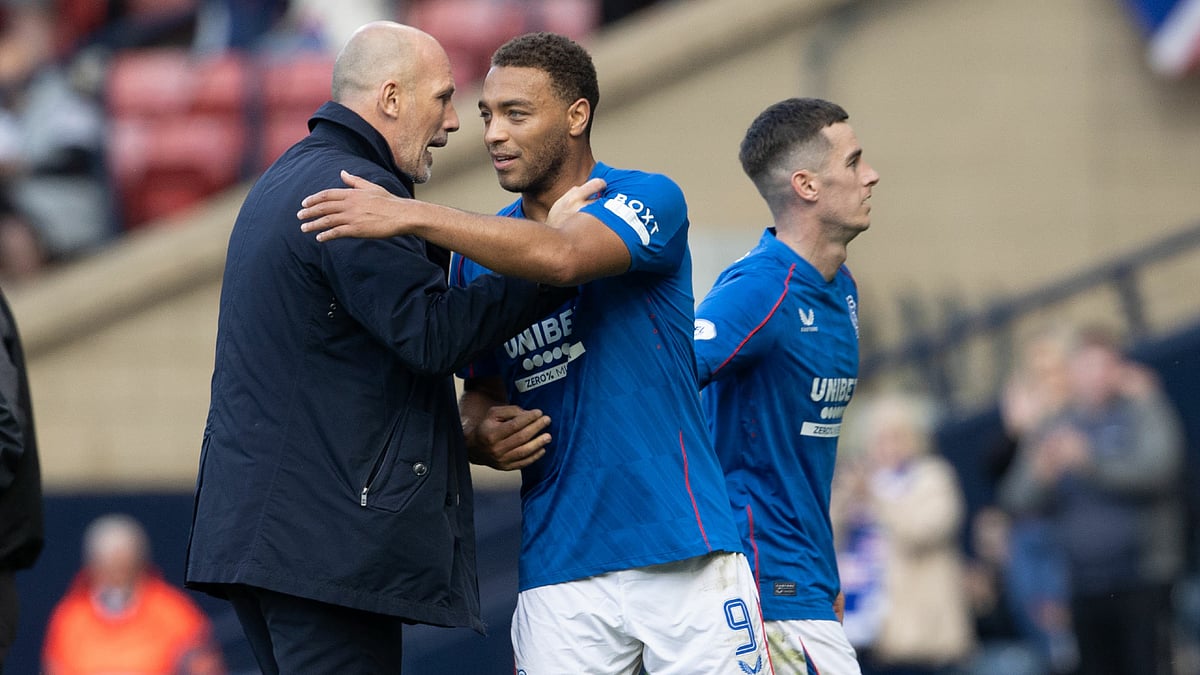 Philippe Clement and Cyriel Dessers of Rangers