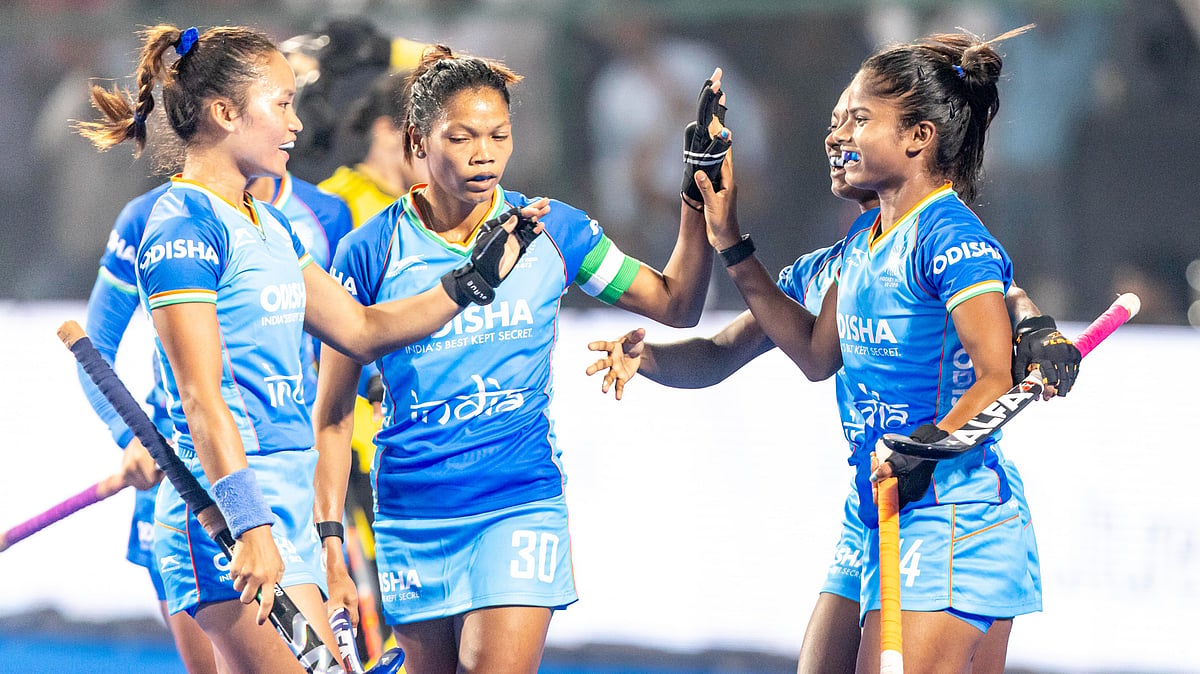Hockey India : India celebrate a goal during their 4-0 win over Malaysia.