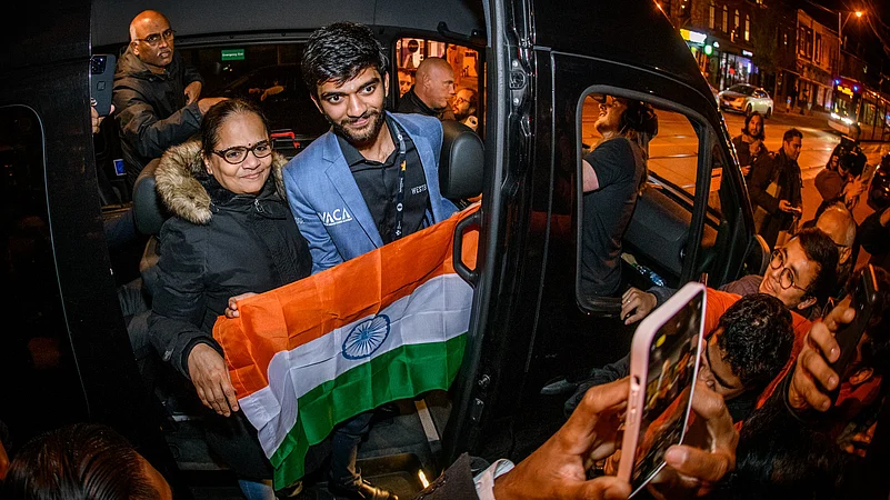 D Gukesh with his mother after winning Candidates tournament.