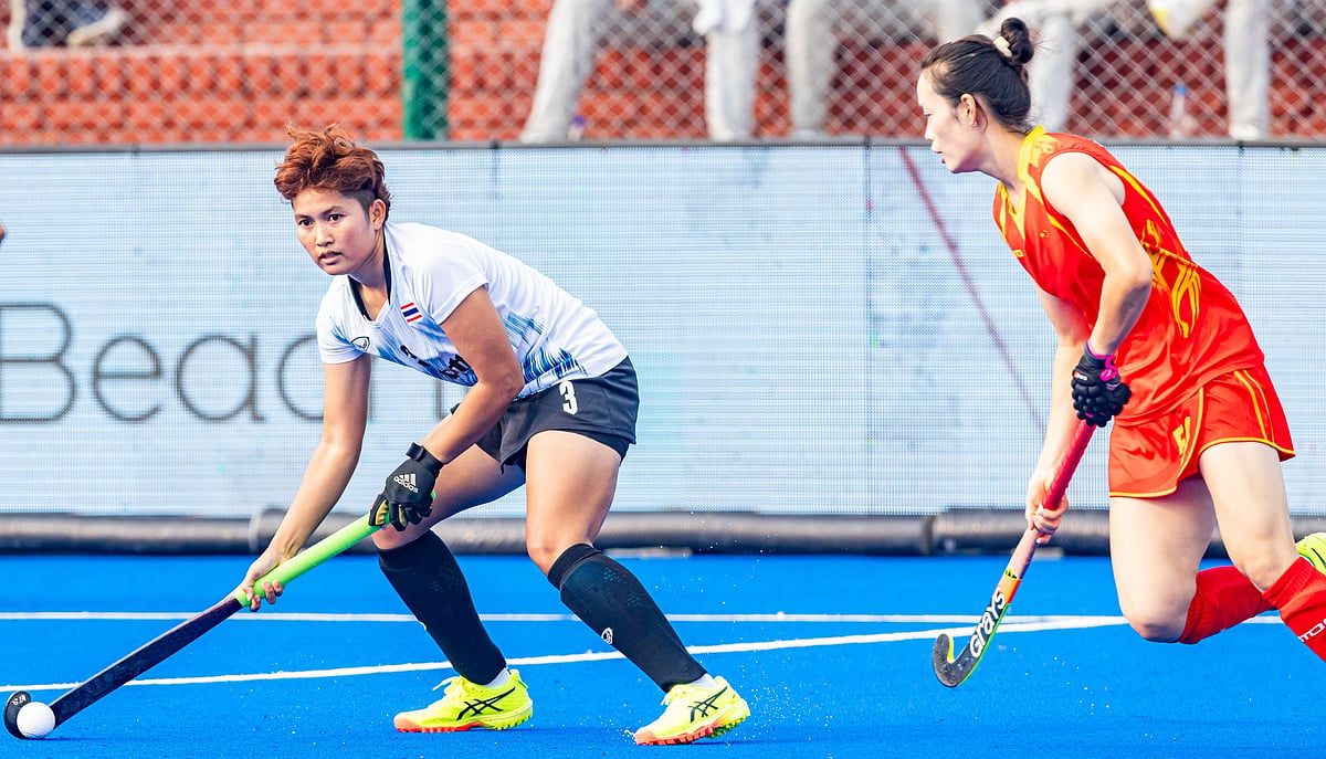 X/ @asia_hockey : China player against Thailand in Women's Asian Champions Trophy 2024.