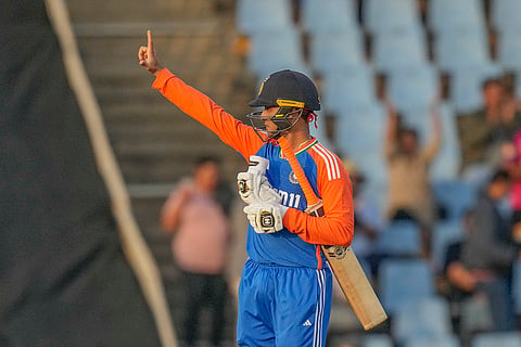 Ind vs SA 3rd T20I: India's Abhishek Sharma celebrates after scoring fifty runs