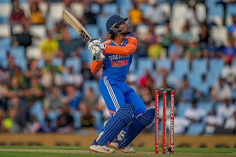 Ind vs SA 3rd T20I: India's Tilak Varma watches the ball after playing a shot