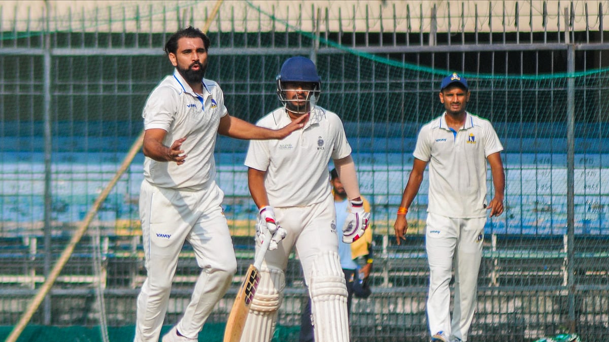 Mohammed Shami in Ranji Trophy action for Bengal. - PTI