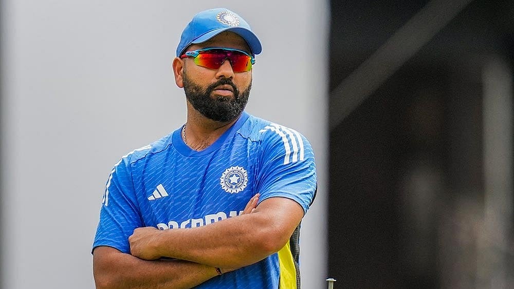 Photo: PTI/Shailendra Bhojak : File photo of Indian cricketer Rohit Sharma in training session
