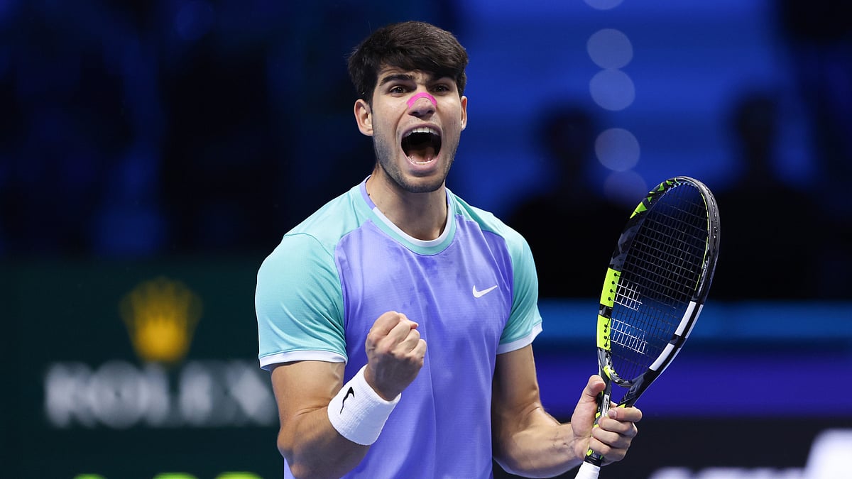 Carlos Alcaraz claimed his first win of the 2024 ATP Finals on Tuesday - null