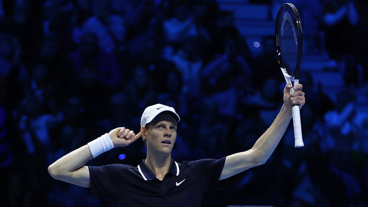 Jannik Sinner celebrates his victory over Daniil Medvedev - null
