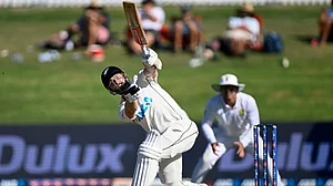 Photo: Andrew Cornaga/Photosport via AP : File photo of Kane Williamson batting in a Test match.