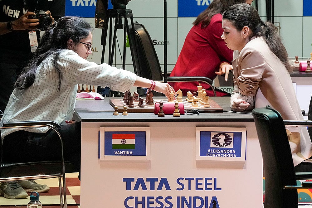 Tata Steel Rapid Chess 2024 Day 2_ Vantika Agarwal vs Aleksandra Goryachkina