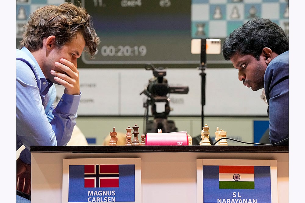 Tata Steel Rapid Chess 2024 Day 2_ Magnus Carlsen vs SL Narayanan