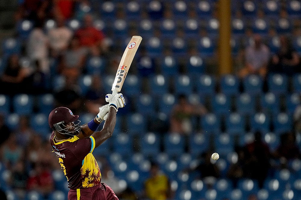 West Indies vs England third T20 cricket at Daren Sammy National Cricket Stadium_Romario Shepherd