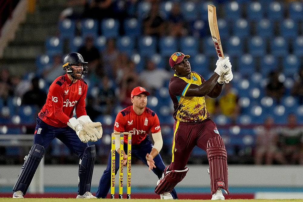 West Indies vs England third T20 cricket at Daren Sammy National Cricket Stadium_Rovman Powell