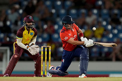 WI Vs ENG, 3rd T20I: England's Liam Livingstone plays a shot against West Indies