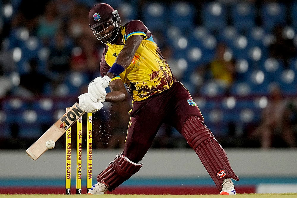 West Indies vs England third T20 cricket at Daren Sammy National Cricket Stadium_Romario Shepherd