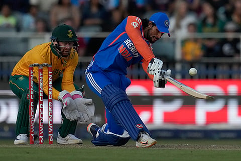 IND vs SA 4th T20: India's Tilak Varma plays a shot 