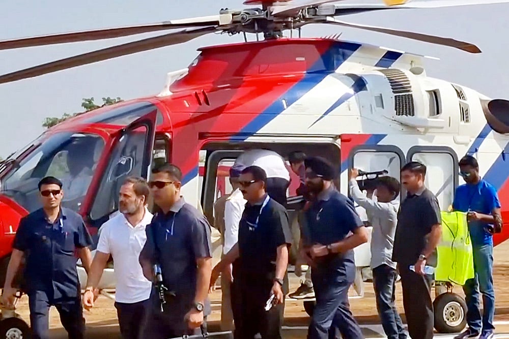 | Photo: PTI : Rahul Gandhi's bags checked by ECI ahead of polls