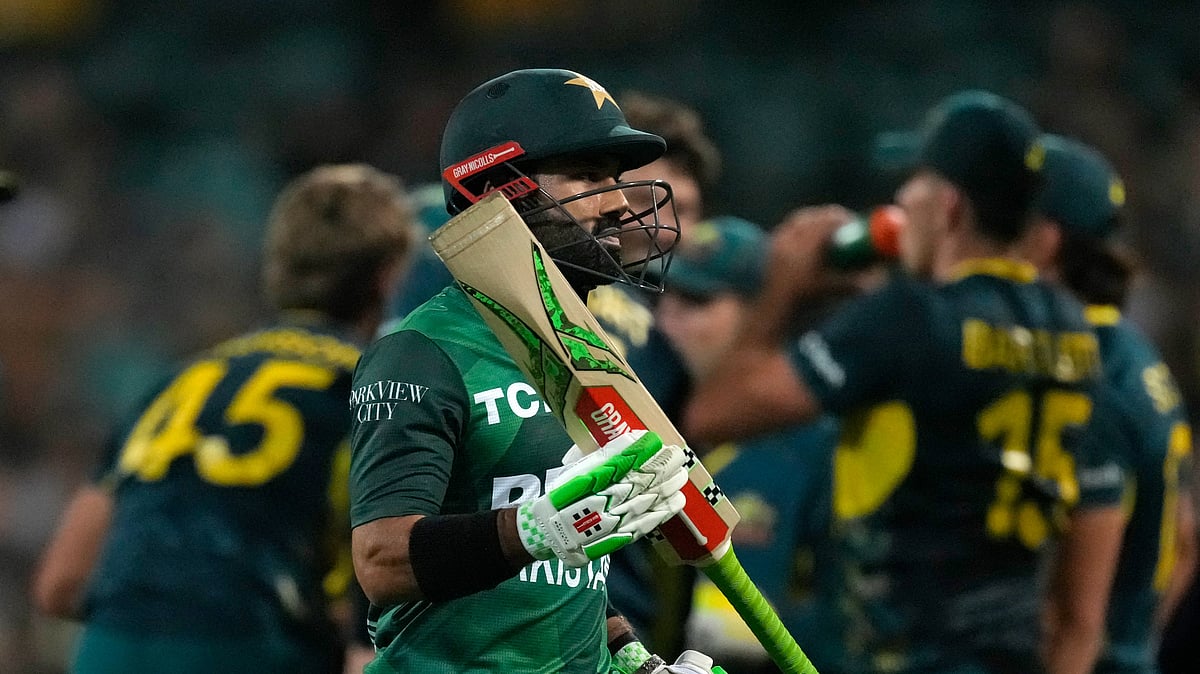Pakistans captain Mohammad Rizwan leaves the field. AP Photo