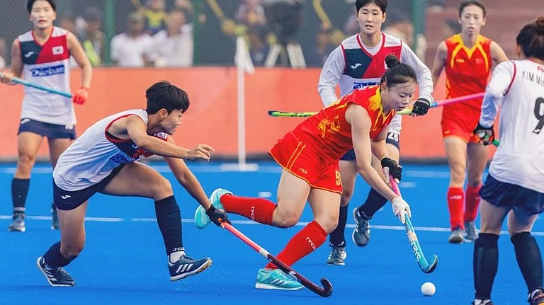A glimpse from China Vs South Korea Women's Asian Champions Trophy 2024 match in Rajgir, Bihar. - X | Asian Hockey Federation